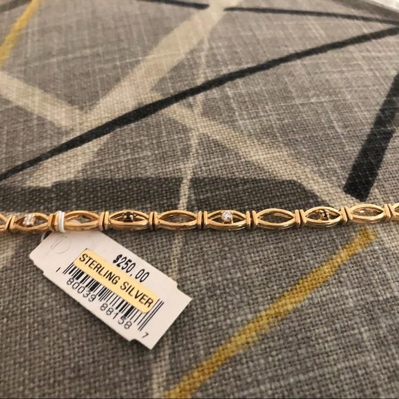 This Silver Gold plated Bracelet with diamond and sapphire accents is Beautiful. - Picture 2 of 12